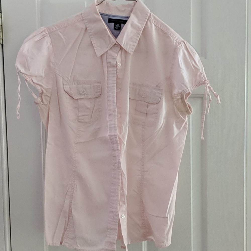 Pink button down shirt